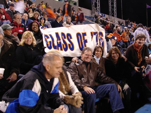 The Class of 76 tried to keep up with us, but they needed oxygen to climb as high as we were in the stadium