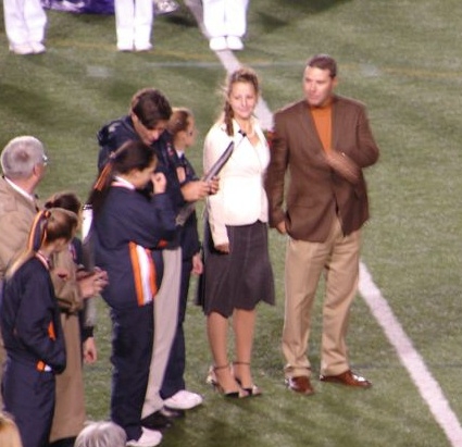 Kacie Campbell with her dad Scott waiting to see who would become Homcoming Queen